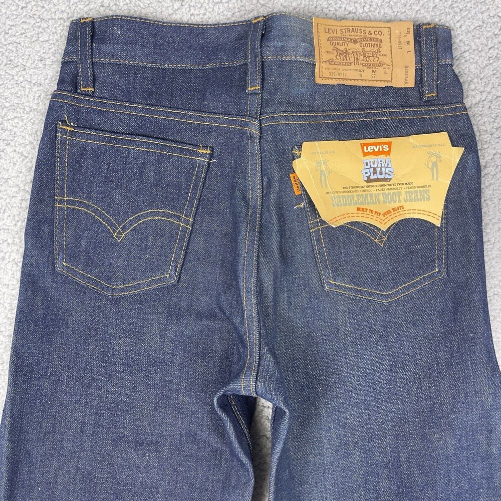 VTG Deadstock Levis Saddleman Jeans Womens 26x29 Raw Denim USA Orange Tab 80s - Picture 10 of 16